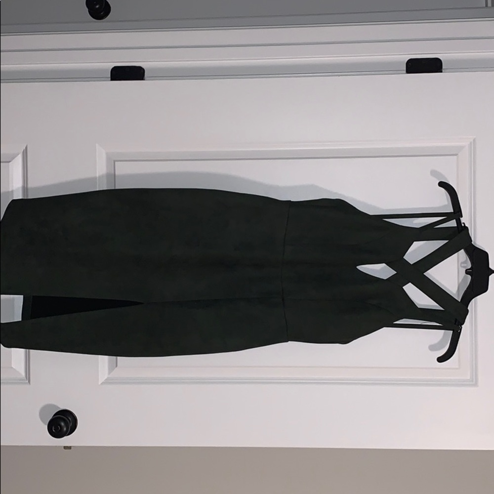 GB Hunter Green Polyester/velvet Midi Dress